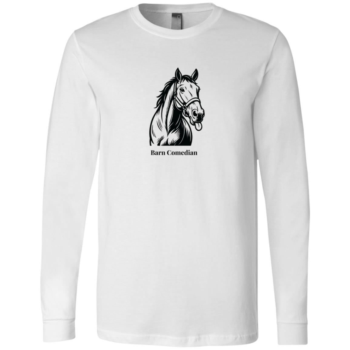 Barn Comedian Horse Graphic Black H3501 Bella + Canvas Men's LS T-Shirt