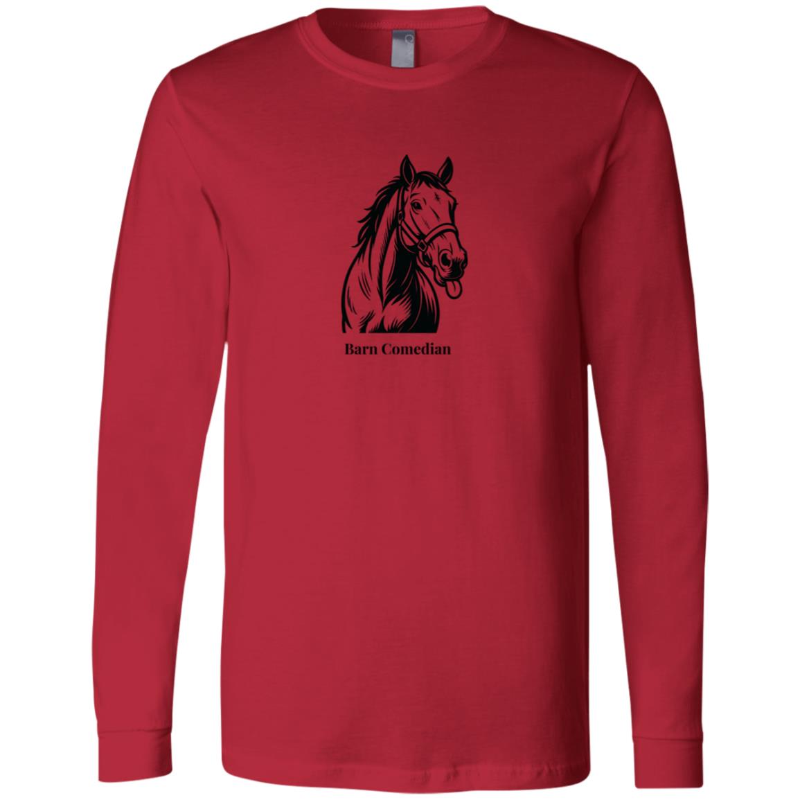 Barn Comedian Horse Graphic Black H3501 Bella + Canvas Men's LS T-Shirt
