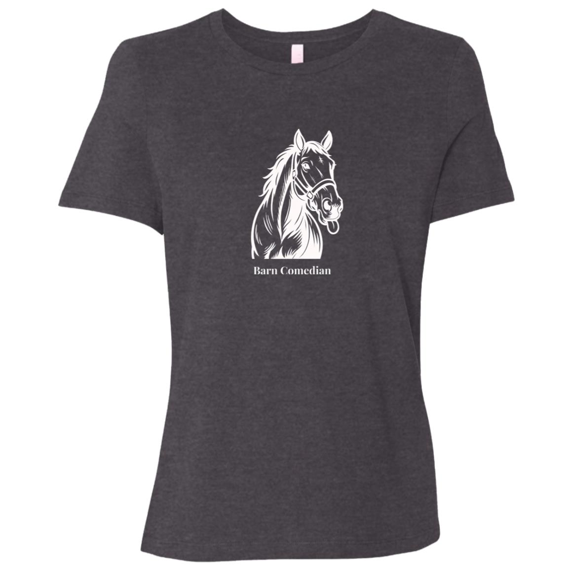 Barn Comedian Horse Graphic White B6400 Bella + Canvas Ladies Relaxed Jersey Short-Sleeve T-Shirt