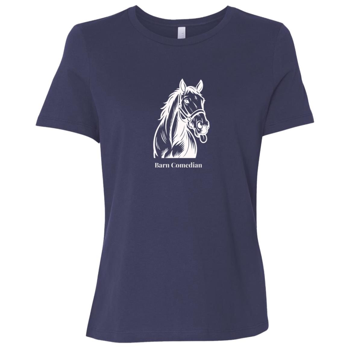 Barn Comedian Horse Graphic White B6400 Bella + Canvas Ladies Relaxed Jersey Short-Sleeve T-Shirt