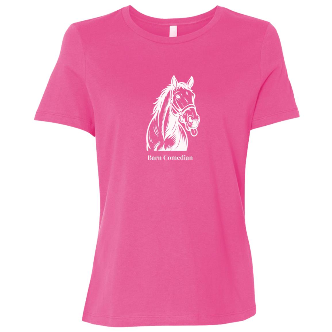 Barn Comedian Horse Graphic White B6400 Bella + Canvas Ladies Relaxed Jersey Short-Sleeve T-Shirt