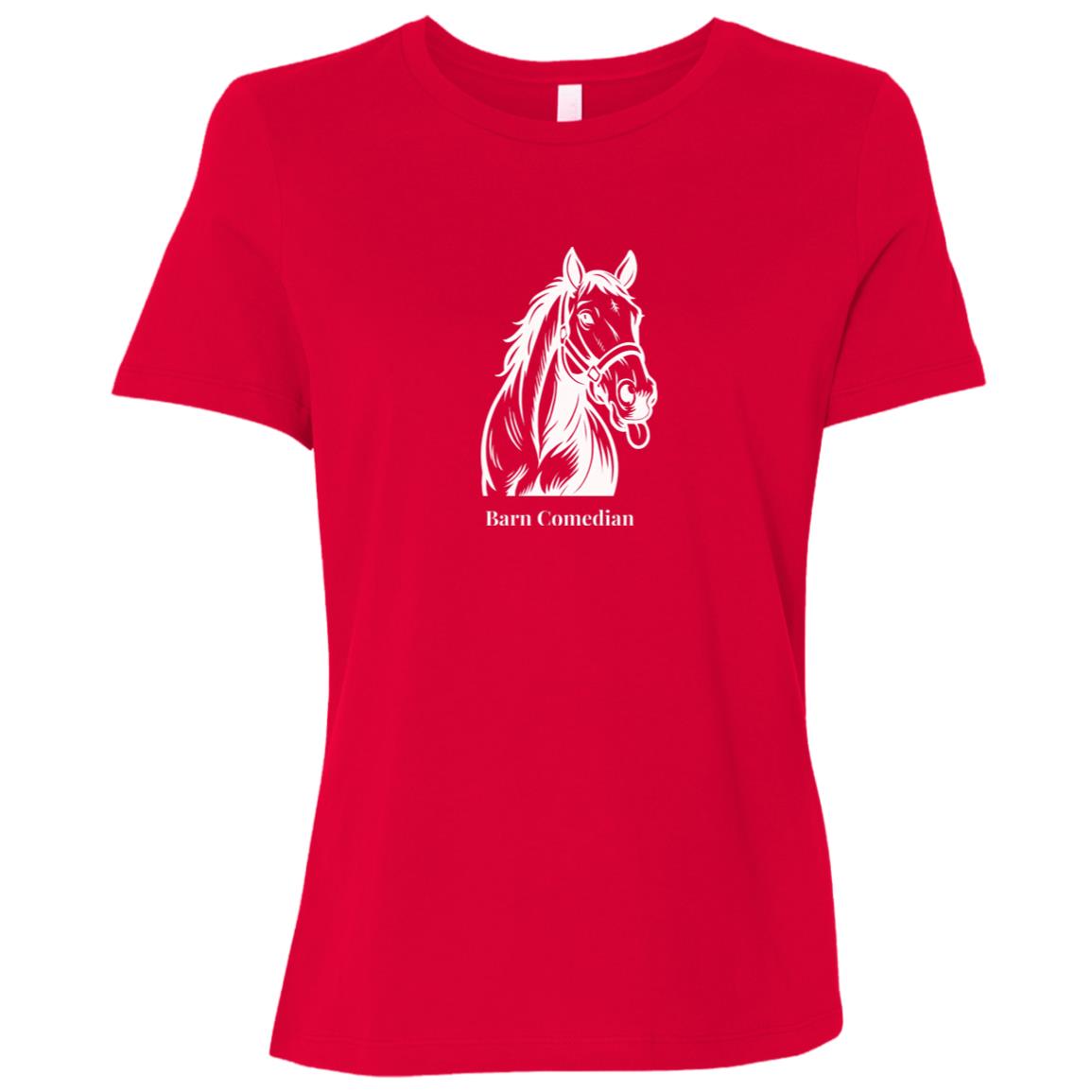 Barn Comedian Horse Graphic White B6400 Bella + Canvas Ladies Relaxed Jersey Short-Sleeve T-Shirt