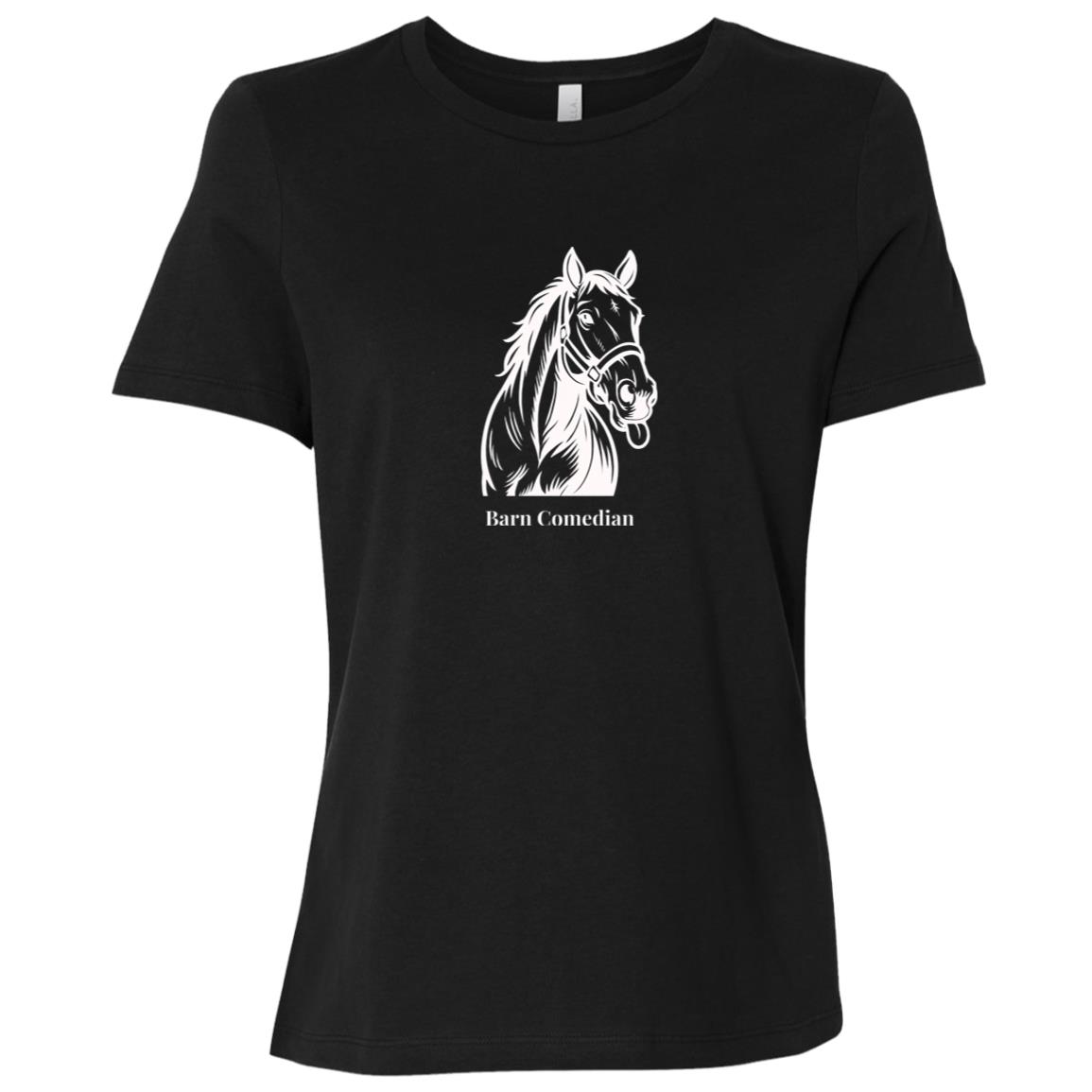 Barn Comedian Horse Graphic White B6400 Bella + Canvas Ladies Relaxed Jersey Short-Sleeve T-Shirt