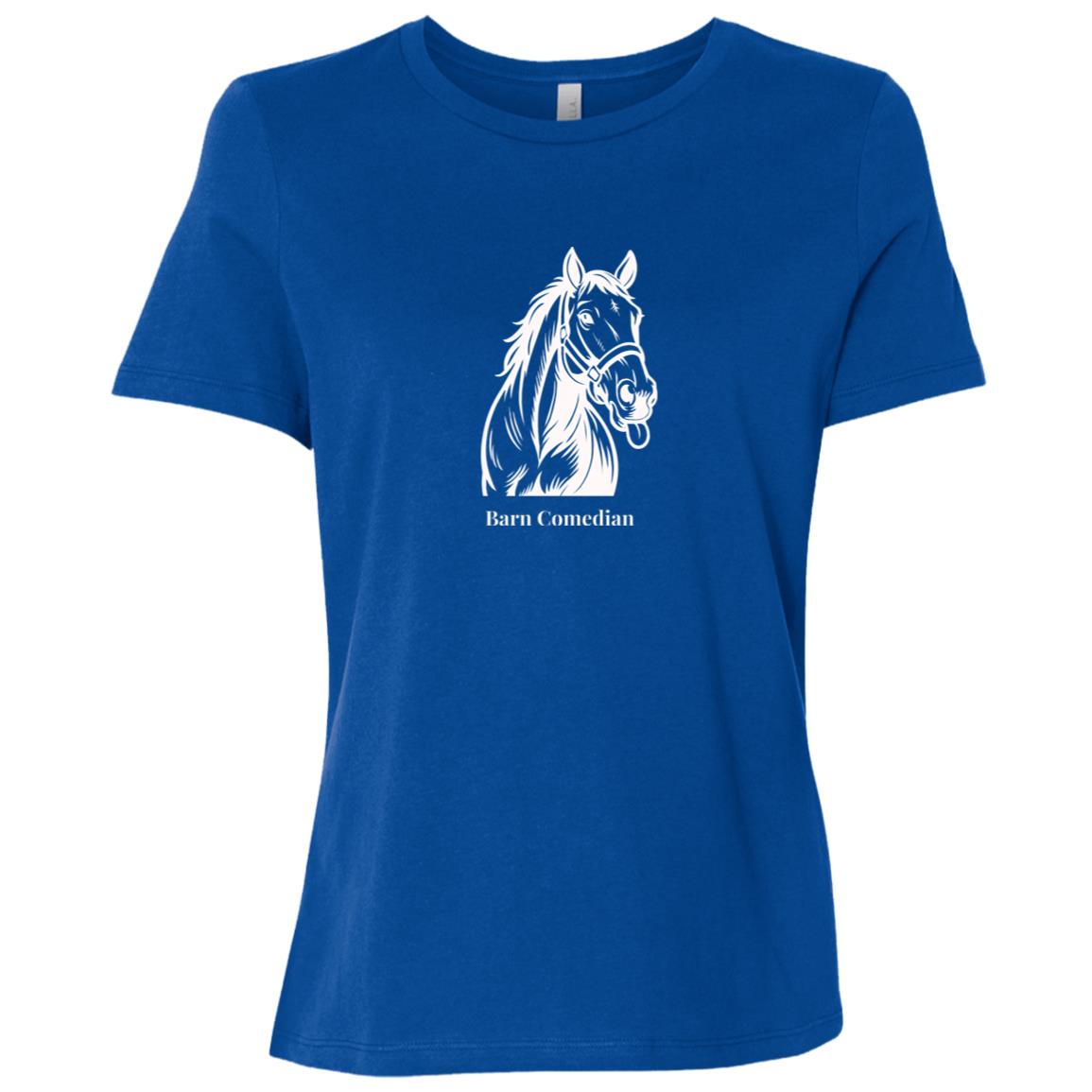 Barn Comedian Horse Graphic White B6400 Bella + Canvas Ladies Relaxed Jersey Short-Sleeve T-Shirt