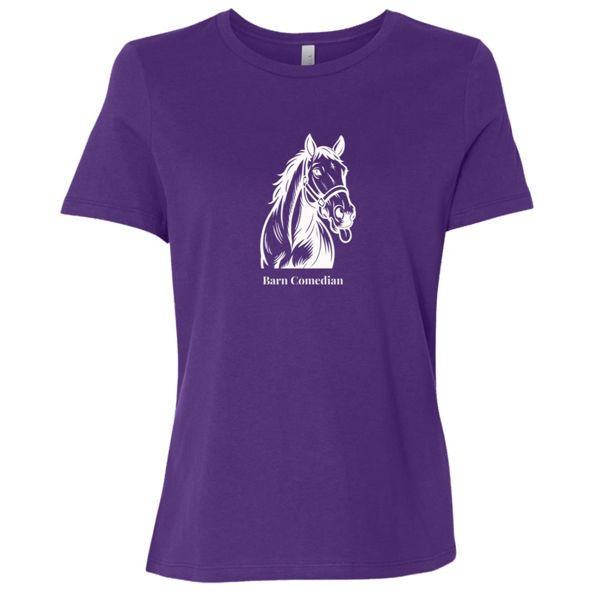 Barn Comedian Horse Graphic White B6400 Bella + Canvas Ladies Relaxed Jersey Short-Sleeve T-Shirt