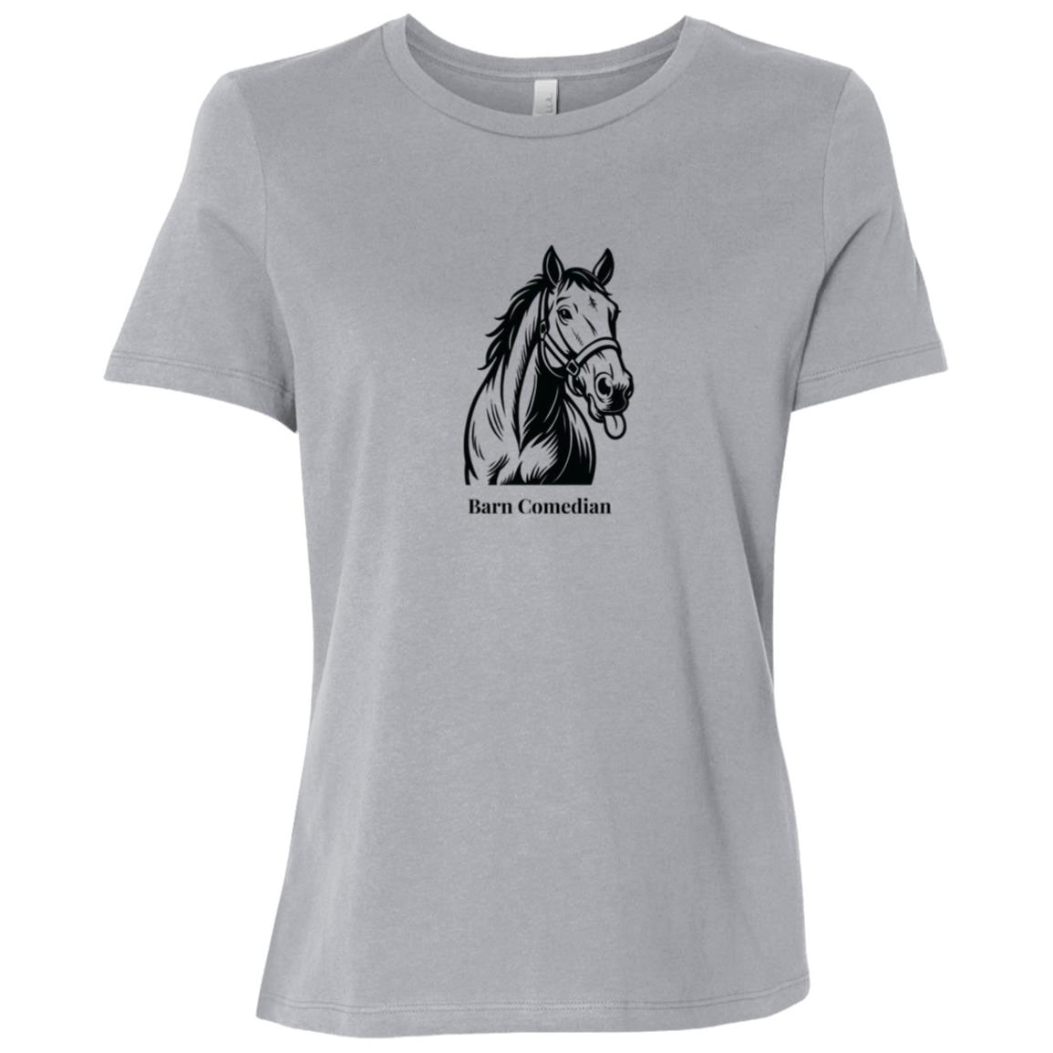 Barn Comedian Horse Graphic Black B6400 Bella + Canvas Ladies Relaxed Jersey Short-Sleeve T-Shir