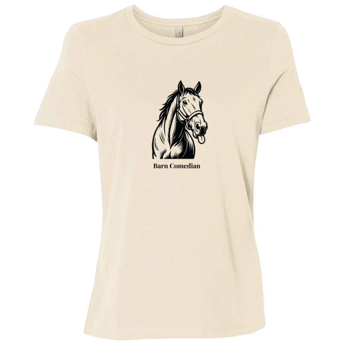 Barn Comedian Horse Graphic Black B6400 Bella + Canvas Ladies Relaxed Jersey Short-Sleeve T-Shir