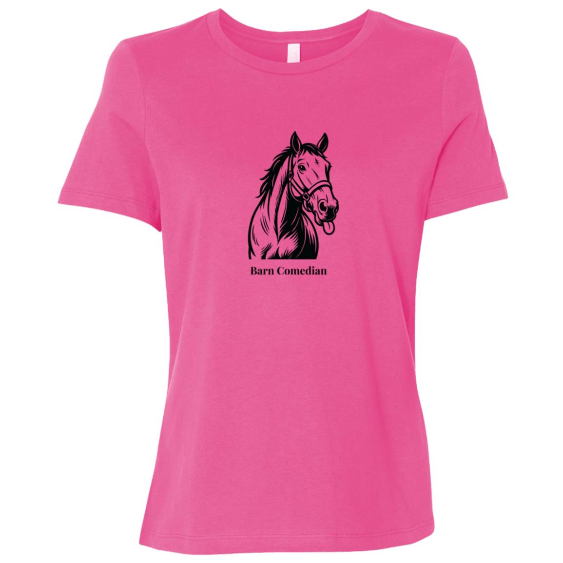 Barn Comedian Horse Graphic Black B6400 Bella + Canvas Ladies Relaxed Jersey Short-Sleeve T-Shir
