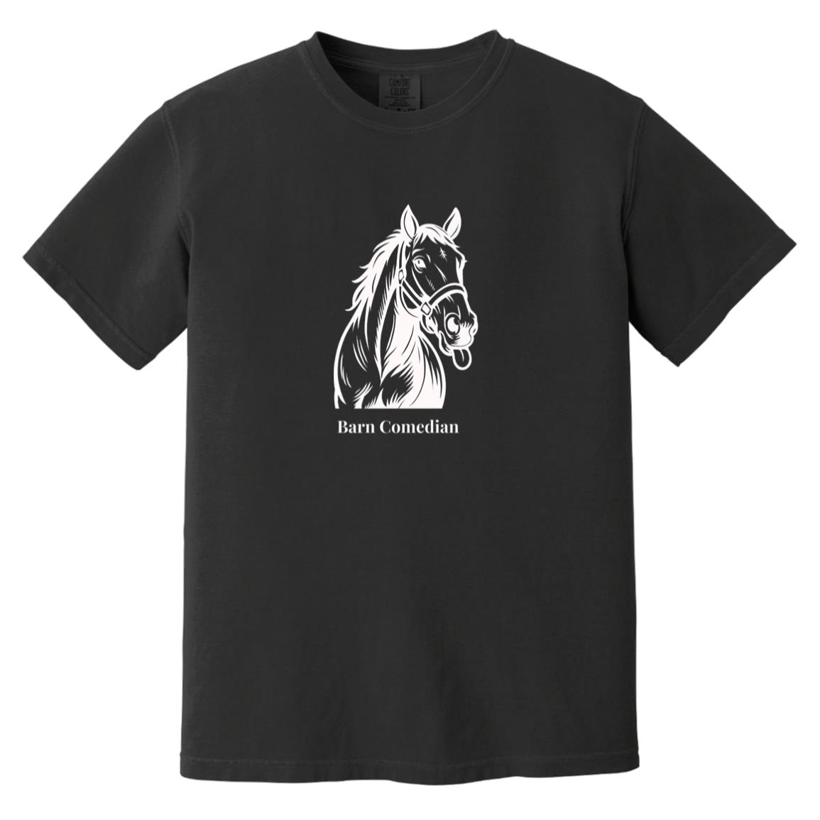 Barn Comedian Horse Graphic White CC1717 Heavyweight Garment-Dyed T-Shirt