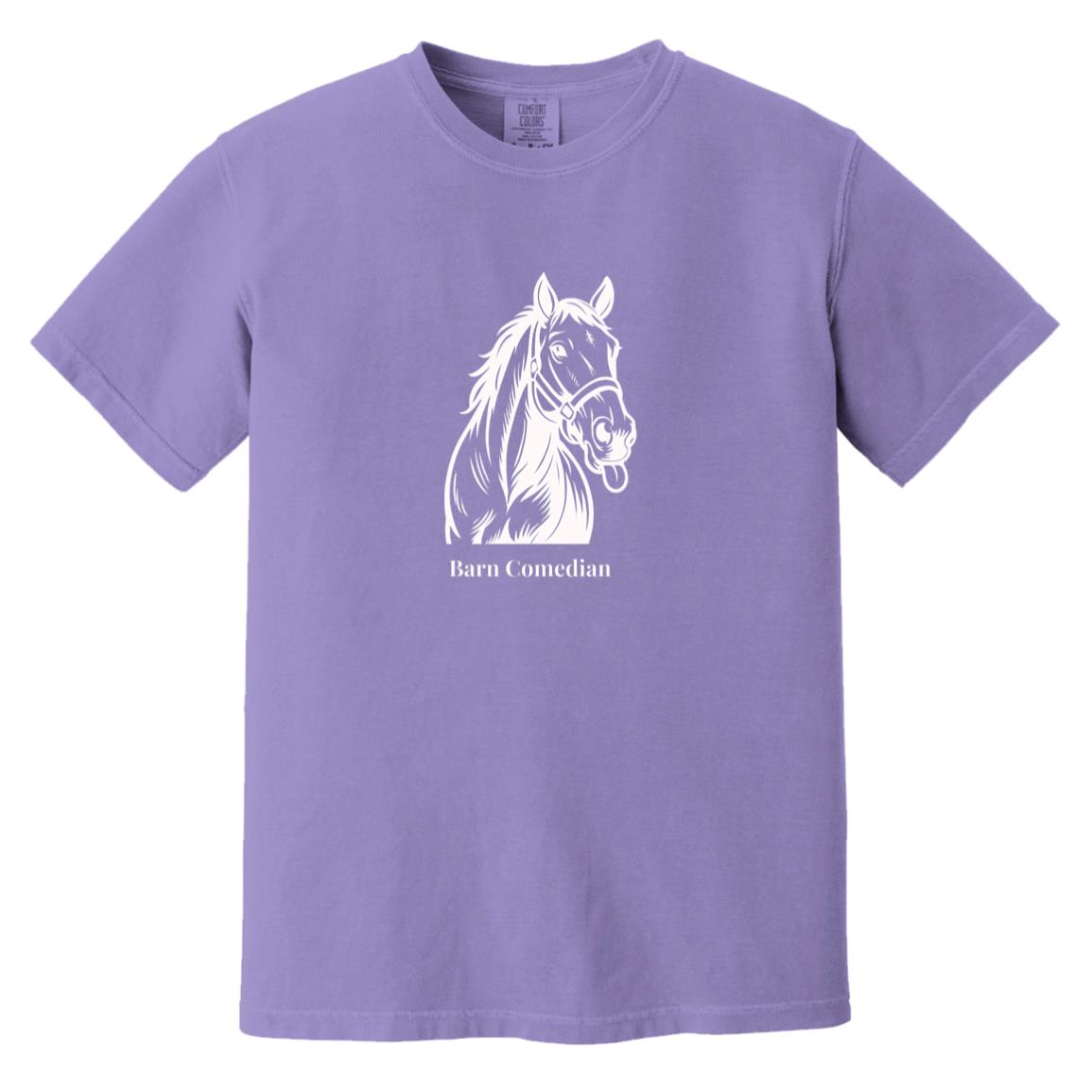 Barn Comedian Horse Graphic White CC1717 Heavyweight Garment-Dyed T-Shirt