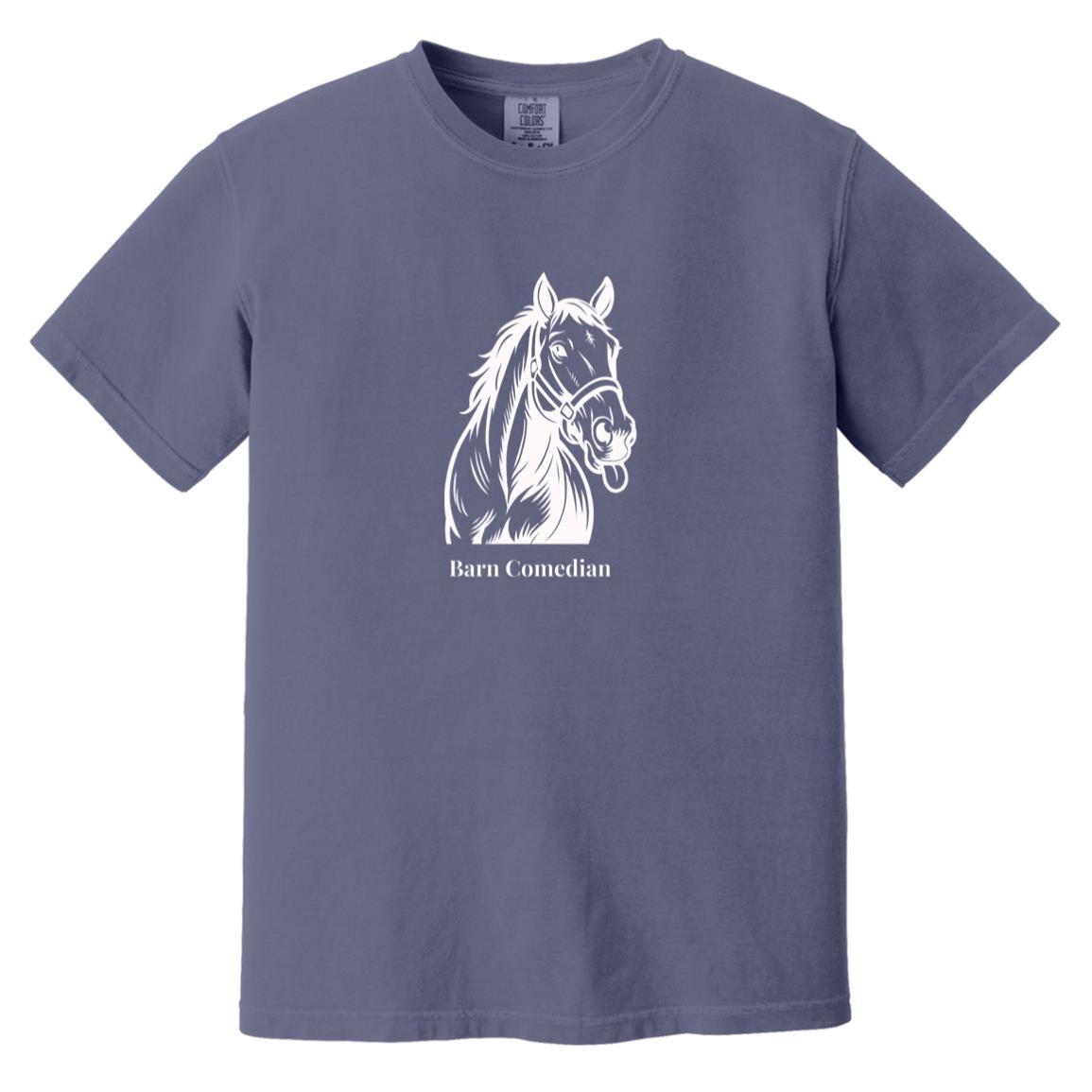 Barn Comedian Horse Graphic White CC1717 Heavyweight Garment-Dyed T-Shirt