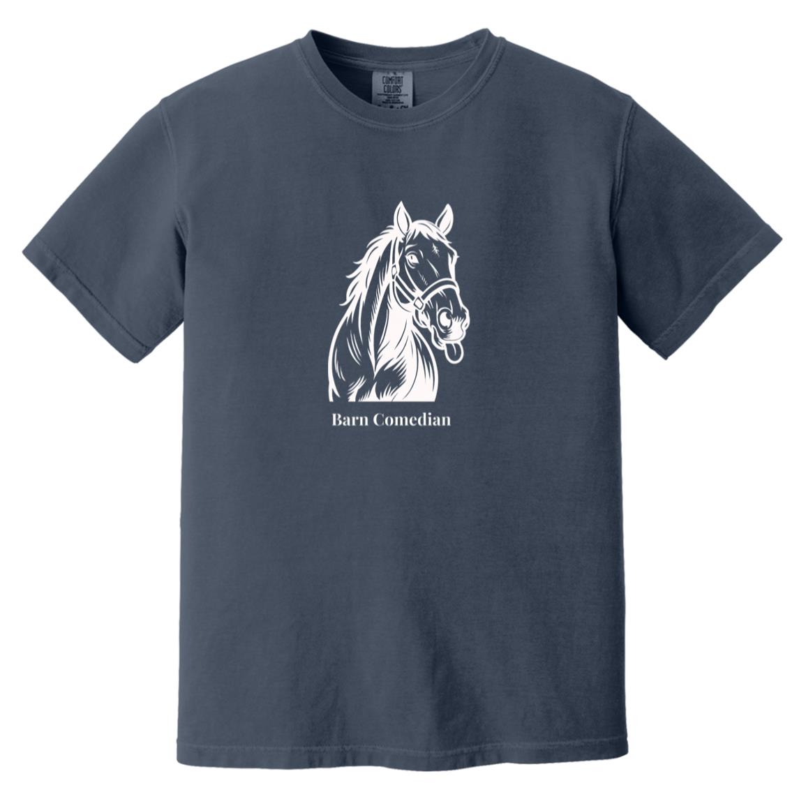 Barn Comedian Horse Graphic White CC1717 Heavyweight Garment-Dyed T-Shirt
