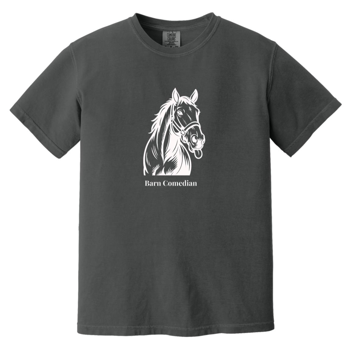 Barn Comedian Horse Graphic White CC1717 Heavyweight Garment-Dyed T-Shirt