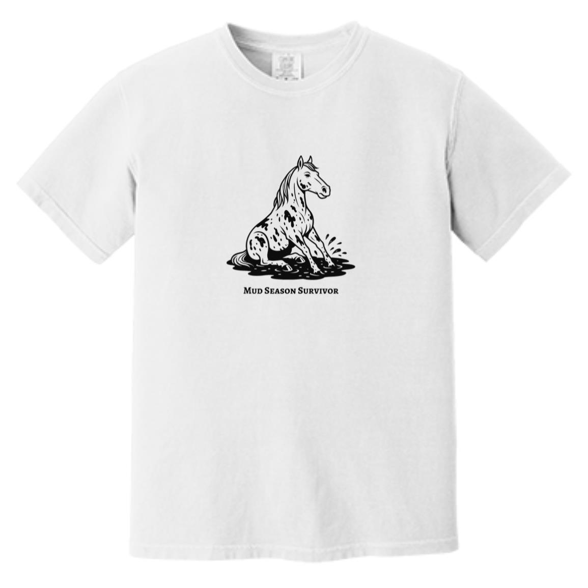 Mud Season Survivor Horse Graphic Black CC1717 Heavyweight Garment-Dyed T-Shirt