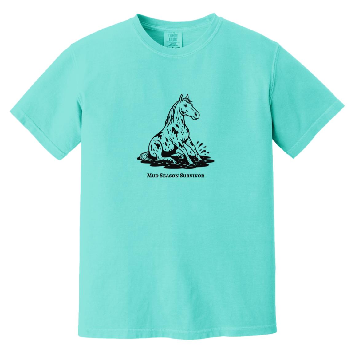 Mud Season Survivor Horse Graphic Black CC1717 Heavyweight Garment-Dyed T-Shirt