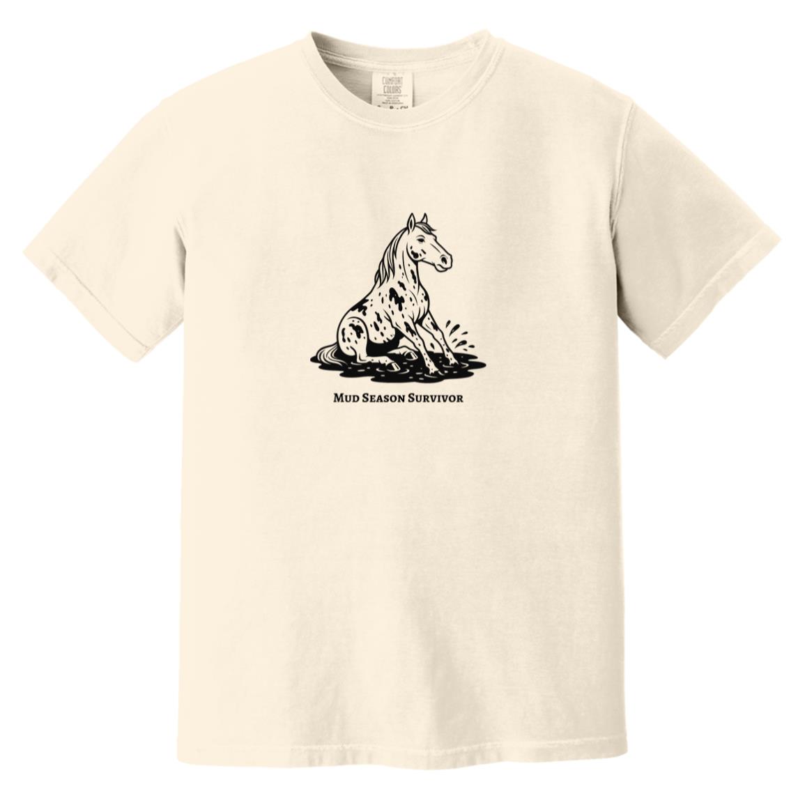 Mud Season Survivor Horse Graphic Black CC1717 Heavyweight Garment-Dyed T-Shirt