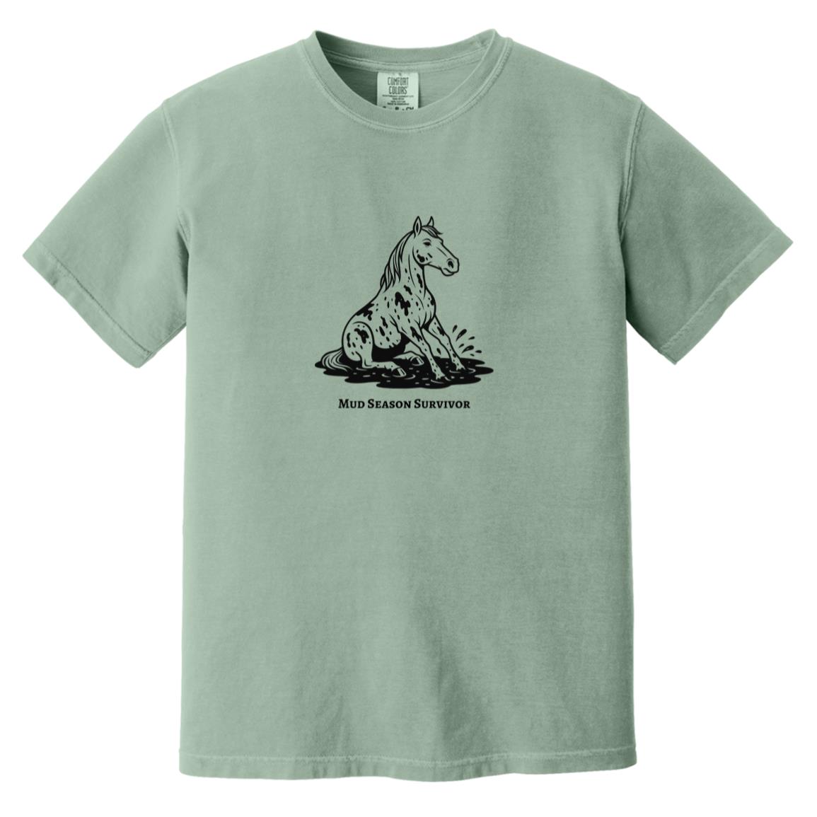 Mud Season Survivor Horse Graphic Black CC1717 Heavyweight Garment-Dyed T-Shirt