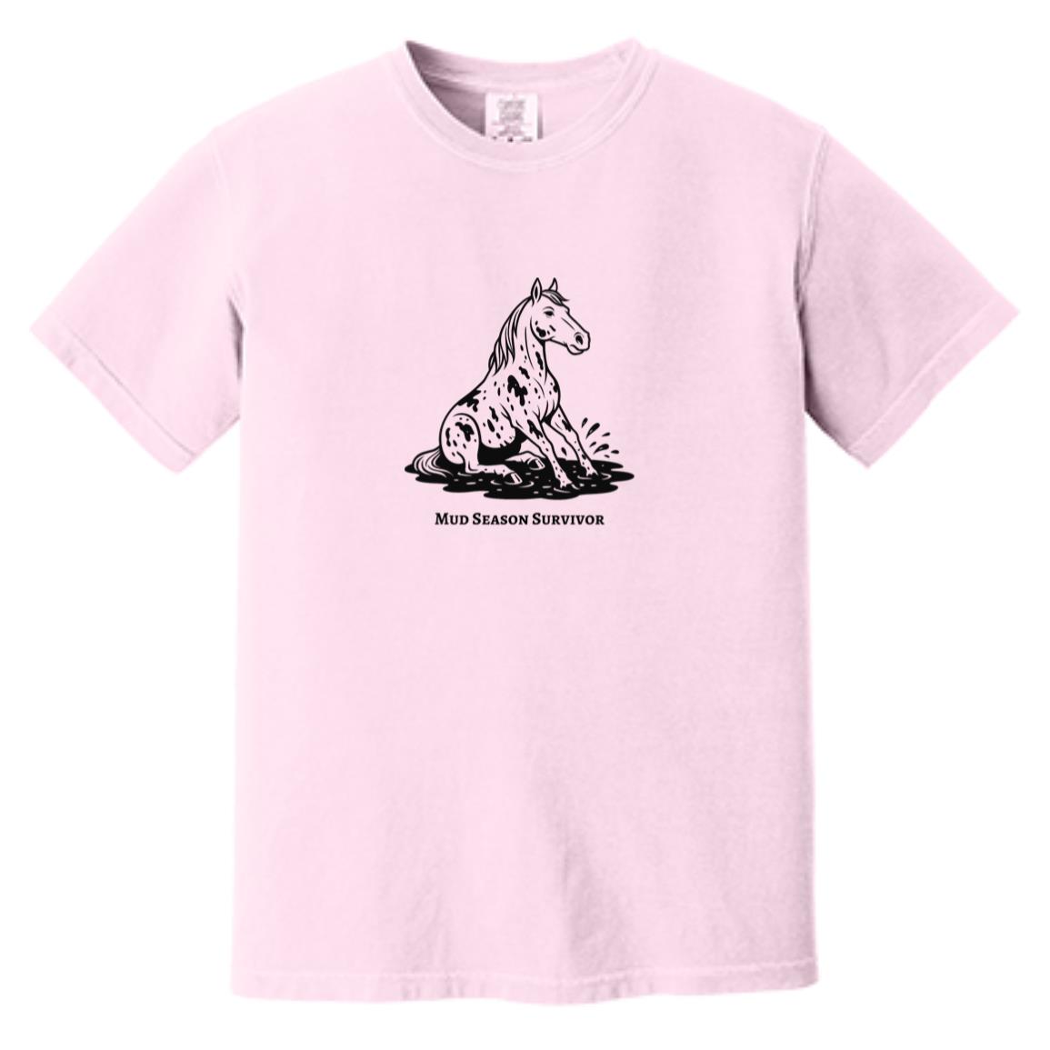 Mud Season Survivor Horse Graphic Black CC1717 Heavyweight Garment-Dyed T-Shirt