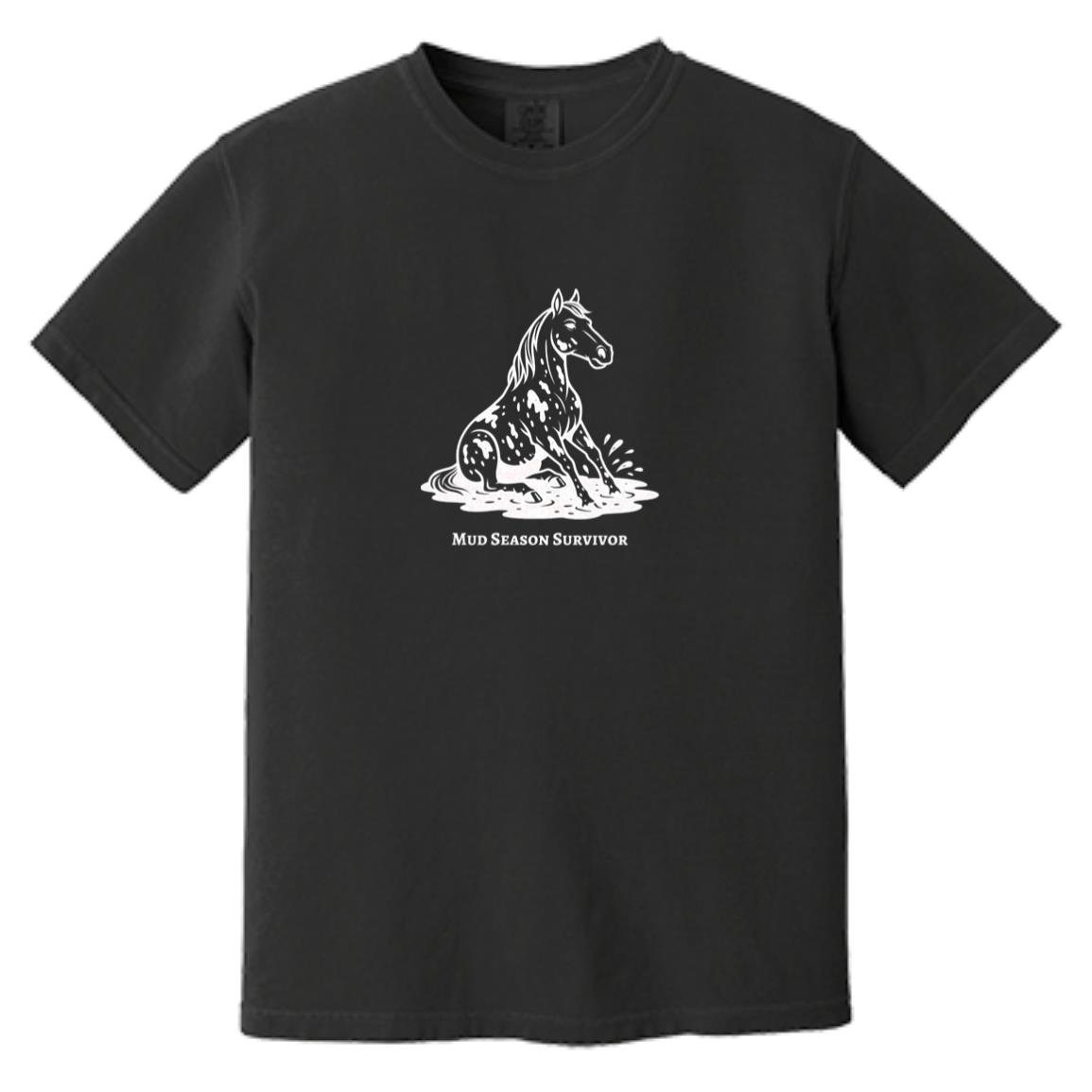 Mud Season Survivor Horse Graphic White CC1717 Heavyweight Garment-Dyed T-Shirt