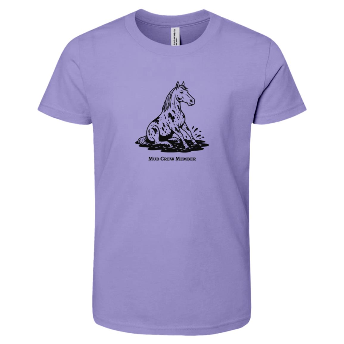 Mud Crew Member Horse Graphic Black 3001Y Bella + Canvas Kids Short-Sleeve T-Shirt