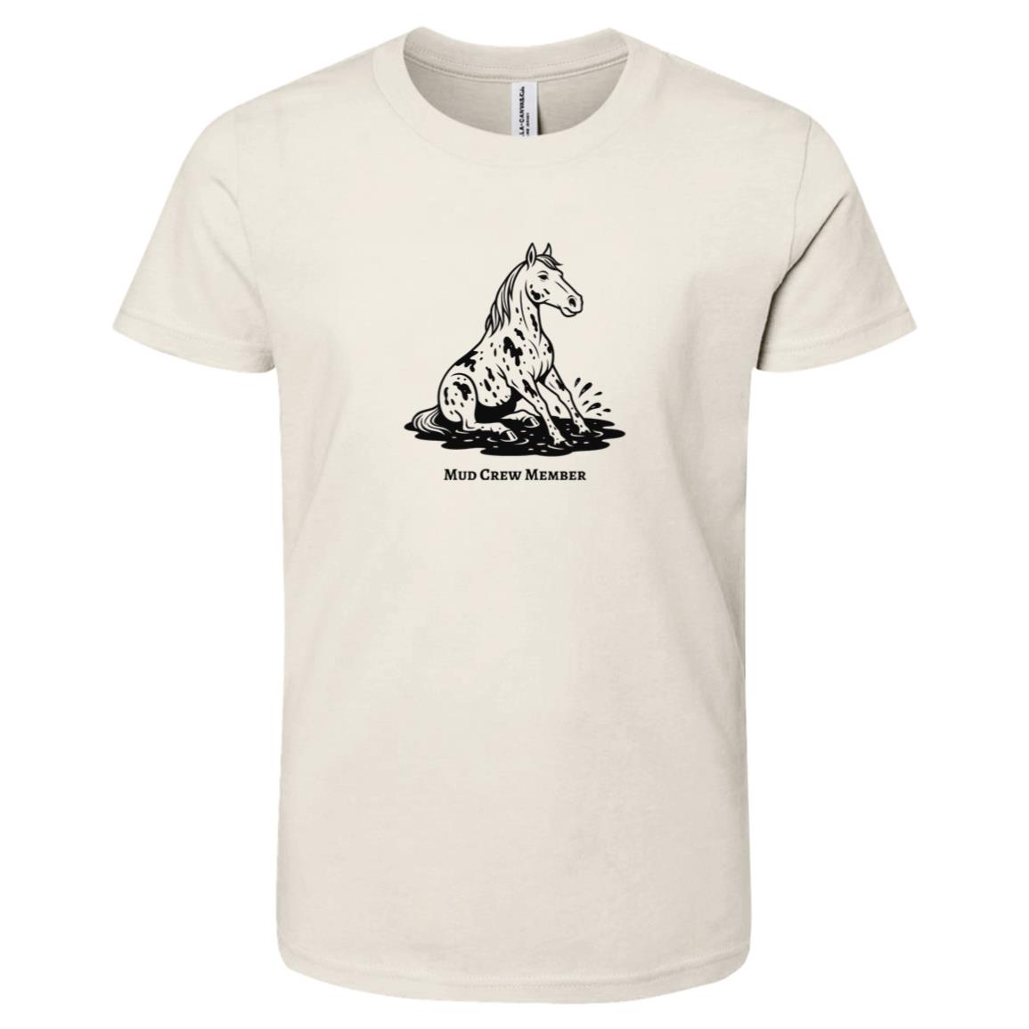 Mud Crew Member Horse Graphic Black 3001Y Bella + Canvas Kids Short-Sleeve T-Shirt