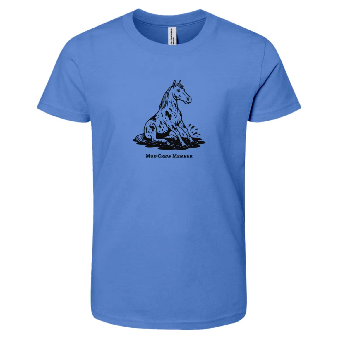 Mud Crew Member Horse Graphic Black 3001Y Bella + Canvas Kids Short-Sleeve T-Shirt