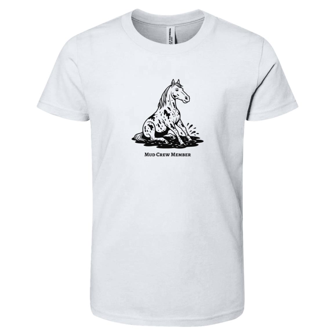 Mud Crew Member Horse Graphic Black 3001Y Bella + Canvas Kids Short-Sleeve T-Shirt