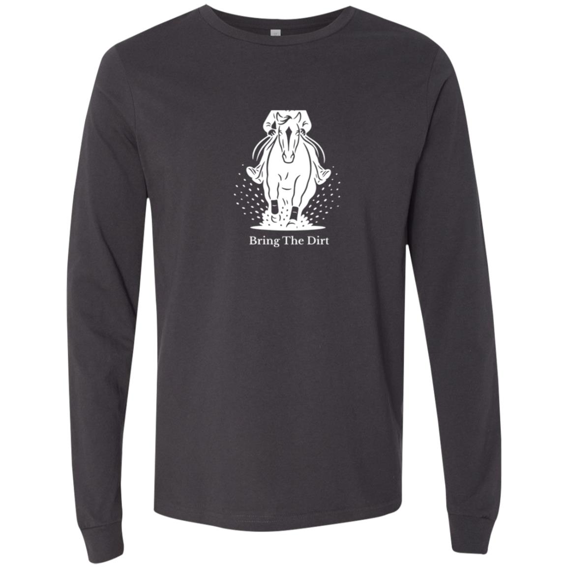 Bring The Dirt Horse Graphic White 3501 Bella + Canvas Men's LS T-Shirt
