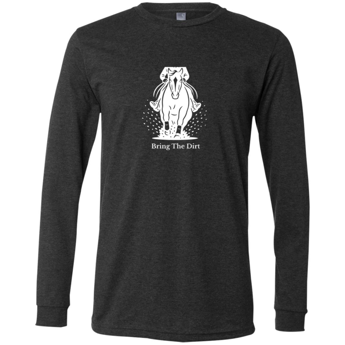 Bring The Dirt Horse Graphic White 3501 Bella + Canvas Men's LS T-Shirt