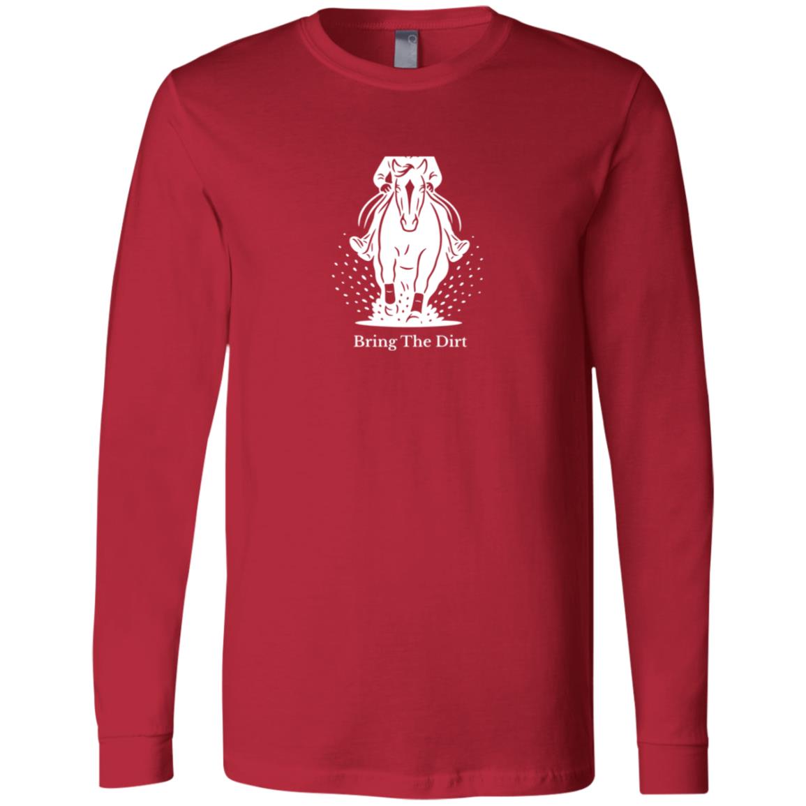 Bring The Dirt Horse Graphic White 3501 Bella + Canvas Men's LS T-Shirt