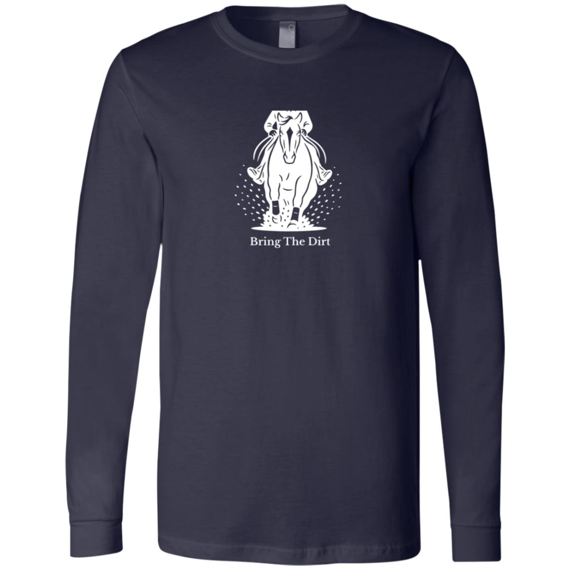 Bring The Dirt Horse Graphic White 3501 Bella + Canvas Men's LS T-Shirt