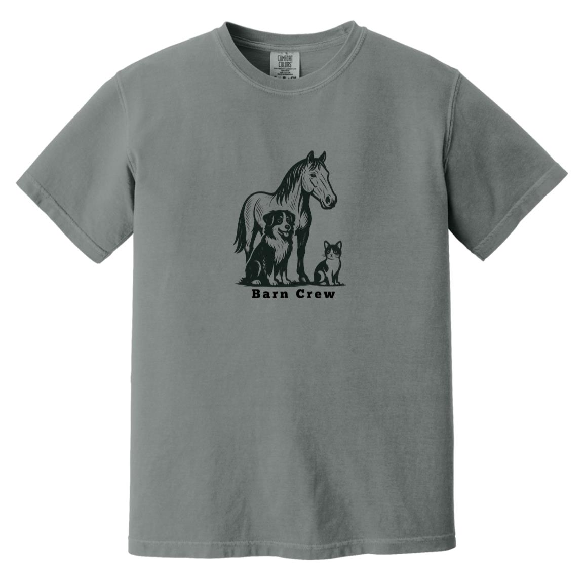 Barn Crew Horse Graphic Black CC1717 Heavyweight Garment-Dyed T-Shirt