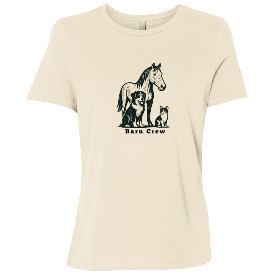 Barn Crew Horse Graphic Black B6400 Bella + Canvas Ladies Relaxed Jersey Short-Sleeve T-Shirt