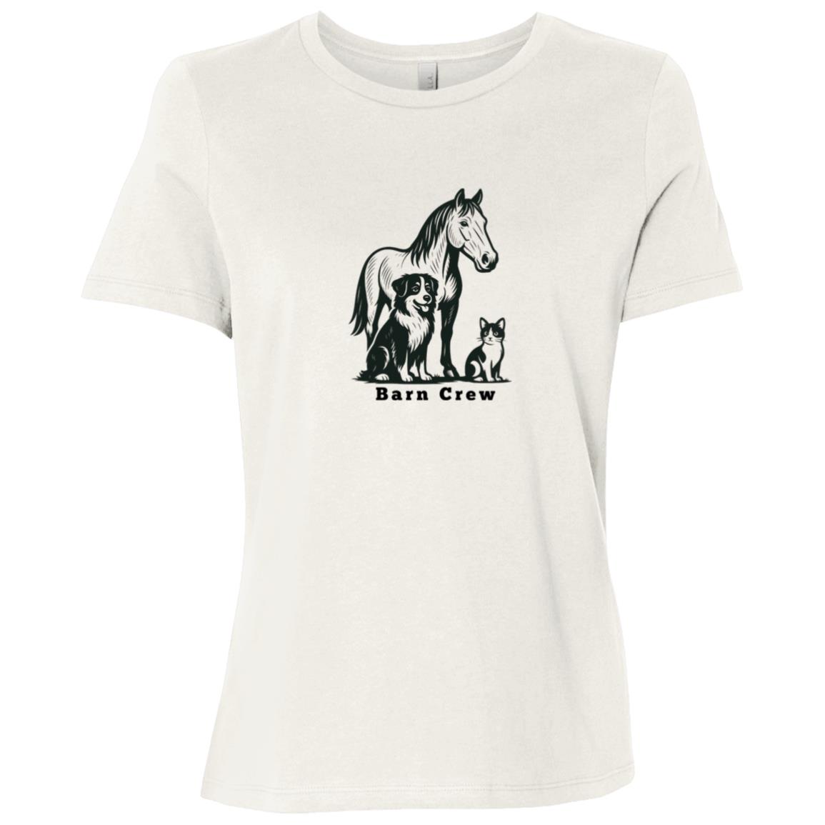 Barn Crew Horse Graphic Black B6400 Bella + Canvas Ladies Relaxed Jersey Short-Sleeve T-Shirt