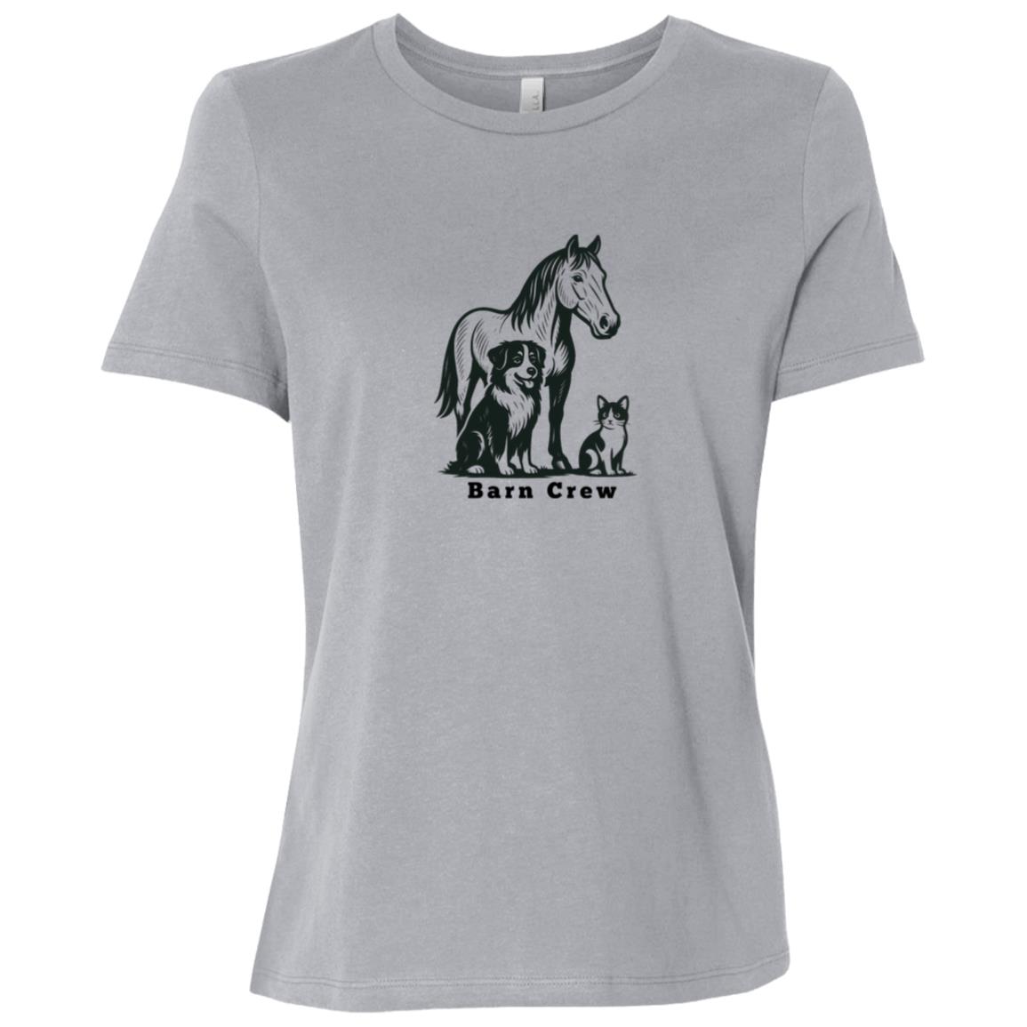 Barn Crew Horse Graphic Black B6400 Bella + Canvas Ladies Relaxed Jersey Short-Sleeve T-Shirt