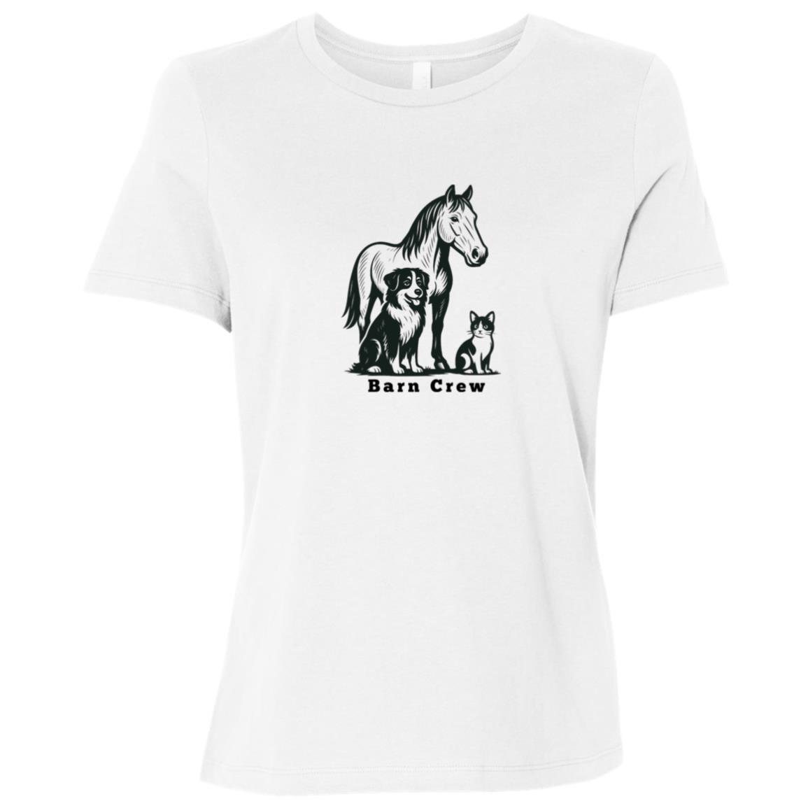 Barn Crew Horse Graphic Black B6400 Bella + Canvas Ladies Relaxed Jersey Short-Sleeve T-Shirt