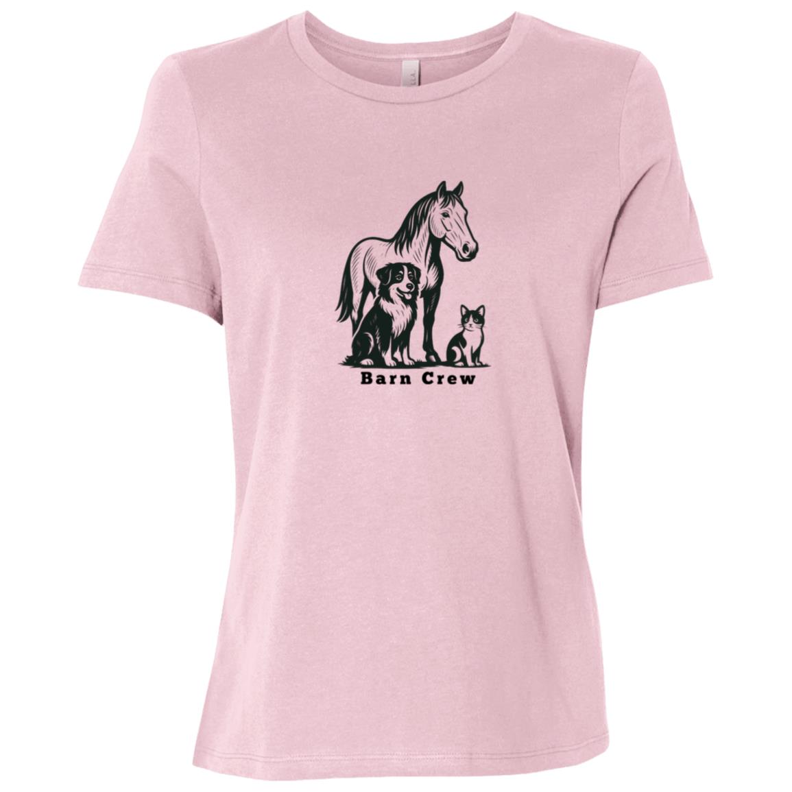 Barn Crew Horse Graphic Black B6400 Bella + Canvas Ladies Relaxed Jersey Short-Sleeve T-Shirt