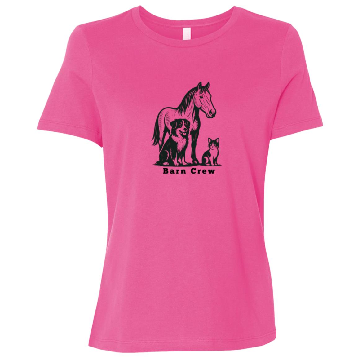 Barn Crew Horse Graphic Black B6400 Bella + Canvas Ladies Relaxed Jersey Short-Sleeve T-Shirt
