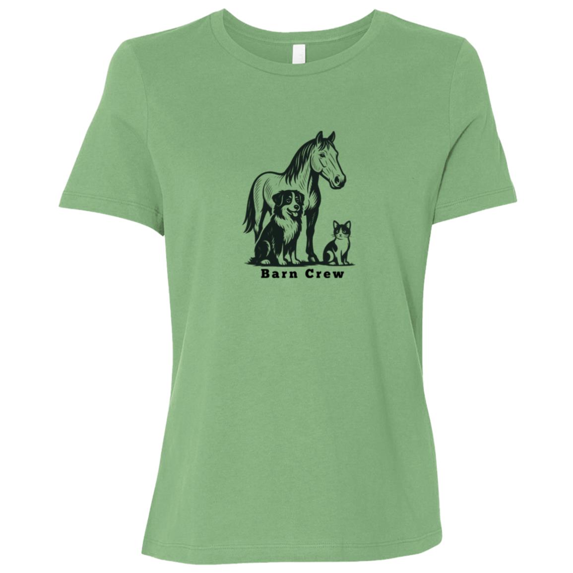Barn Crew Horse Graphic Black B6400 Bella + Canvas Ladies Relaxed Jersey Short-Sleeve T-Shirt