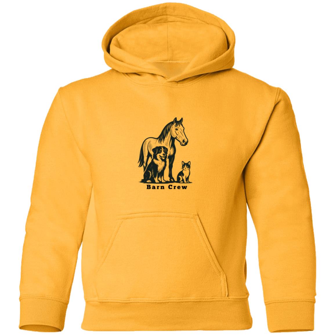 Barn Crew Horse Graphic Black G185B Gildan Youth Pullover Hoodie