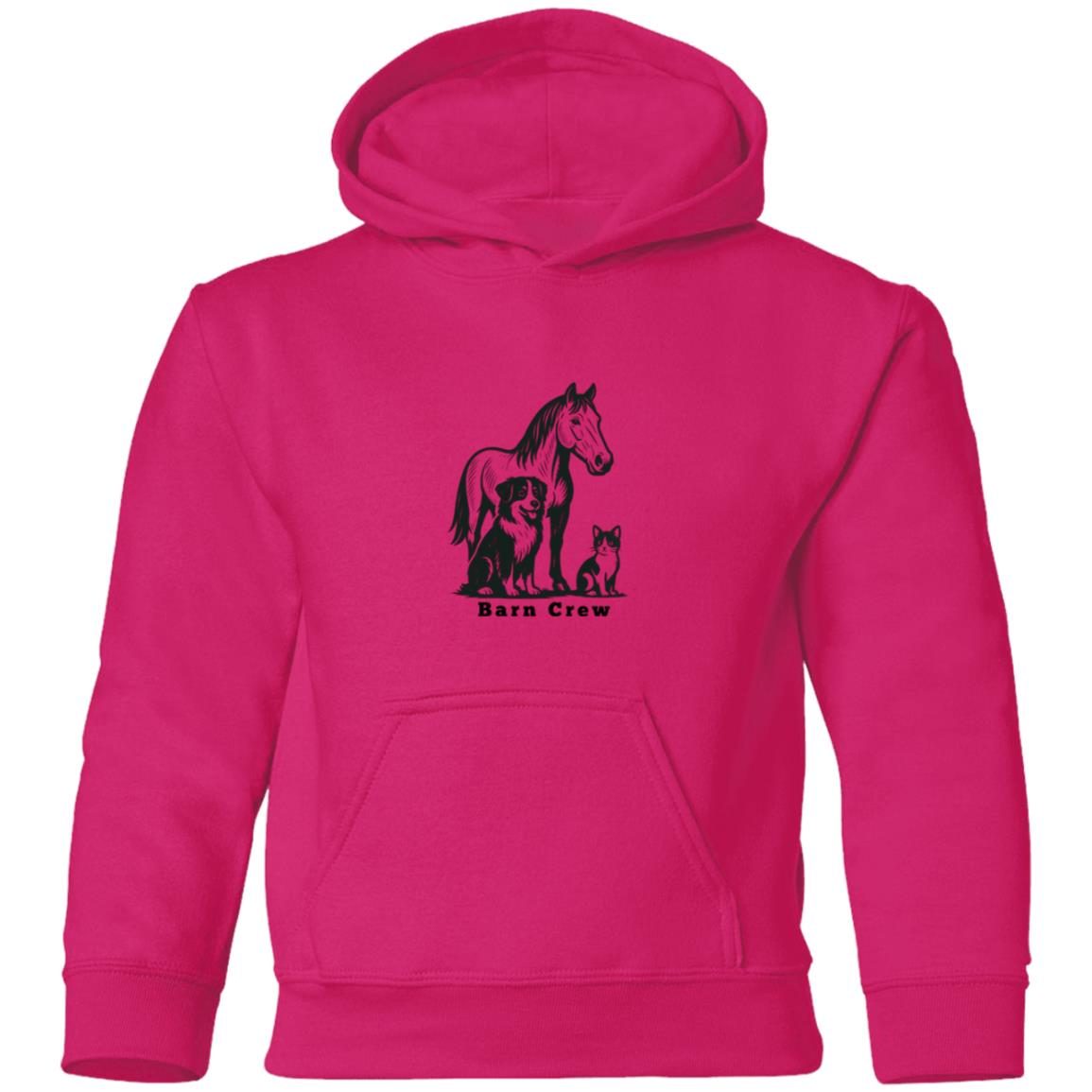 Barn Crew Horse Graphic Black G185B Gildan Youth Pullover Hoodie