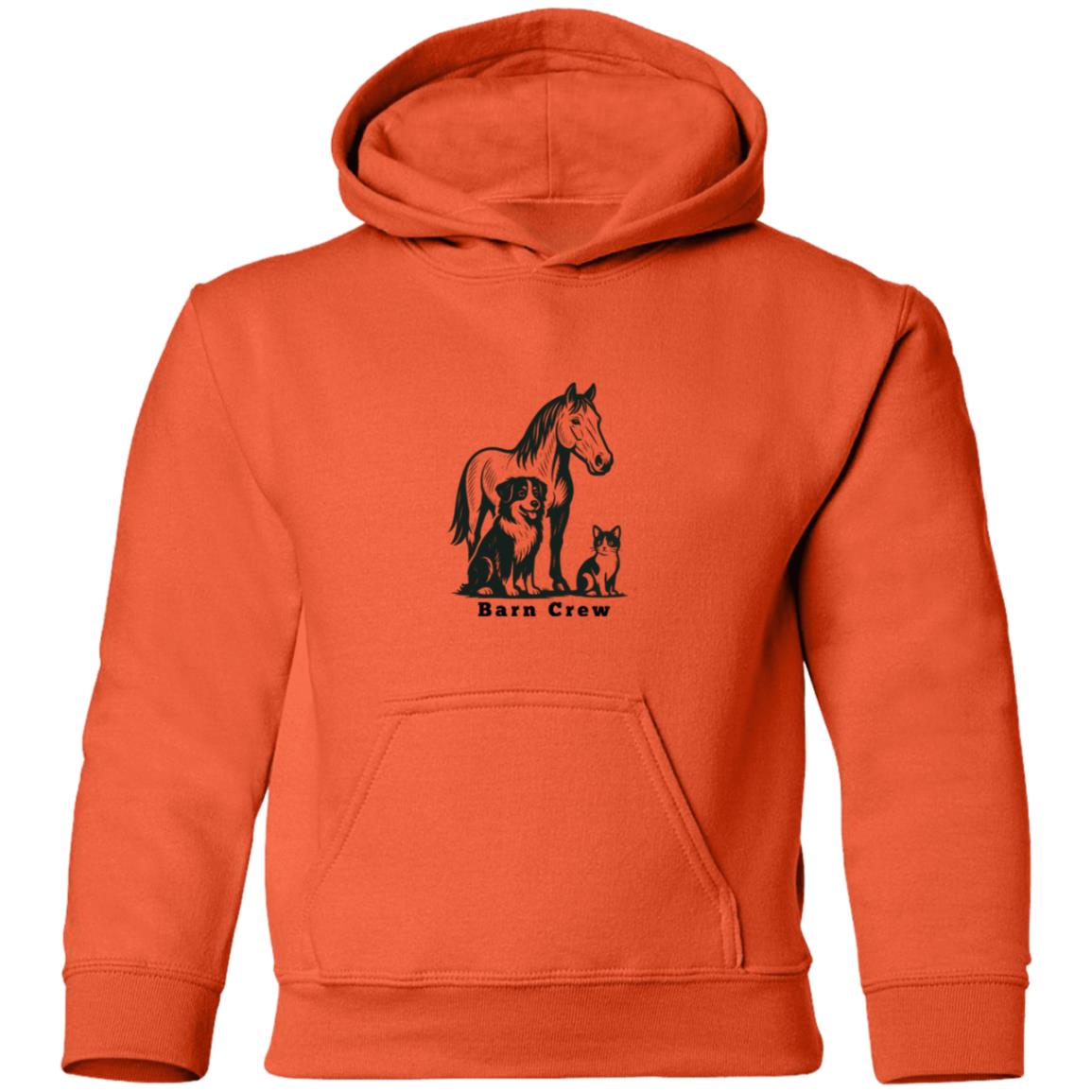 Barn Crew Horse Graphic Black G185B Gildan Youth Pullover Hoodie