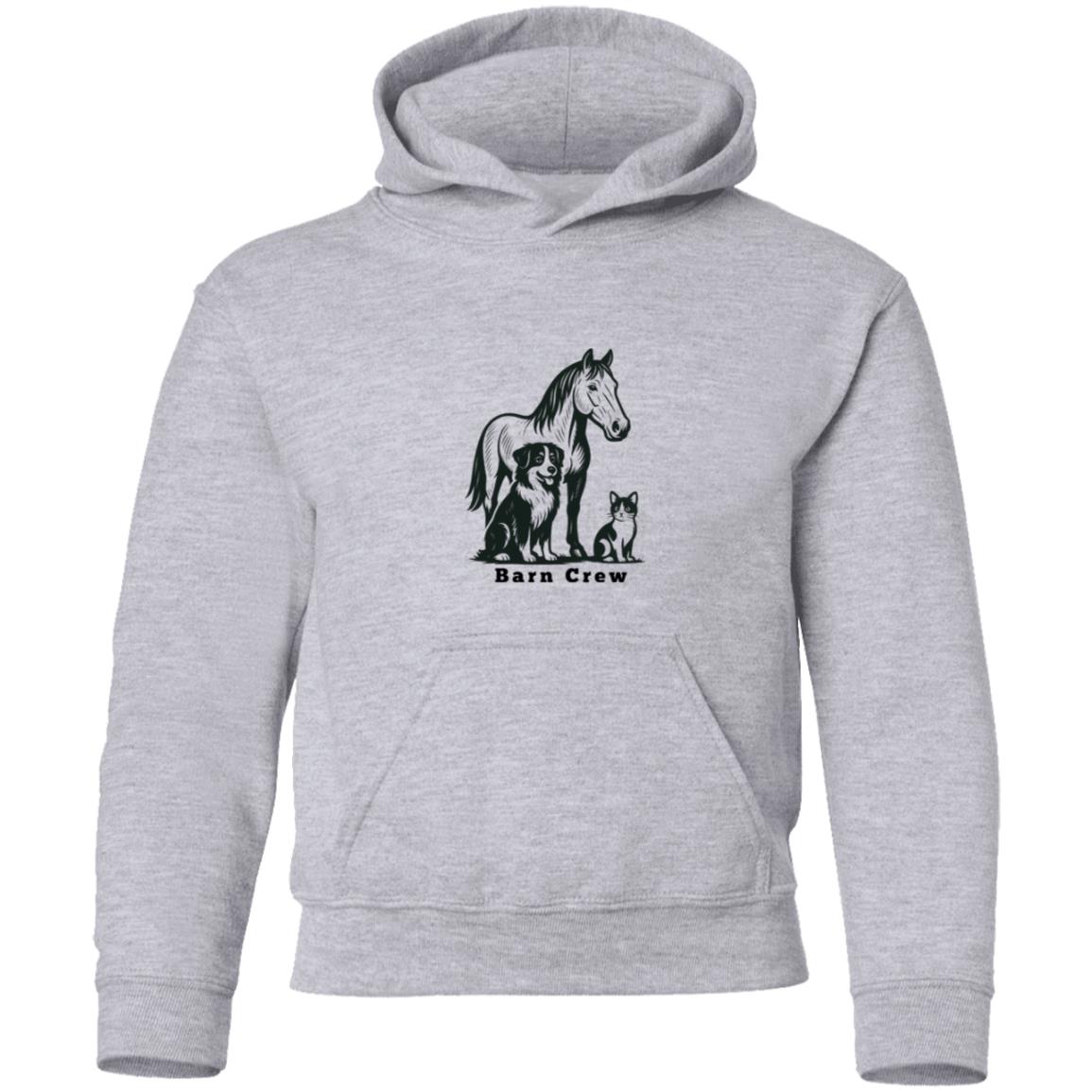 Barn Crew Horse Graphic Black G185B Gildan Youth Pullover Hoodie