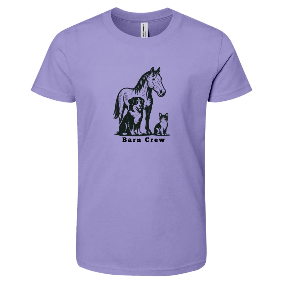 Barn Crew Horse Graphic Black 3001Y Bella + Canvas Kids Short-Sleeve T-Shirt