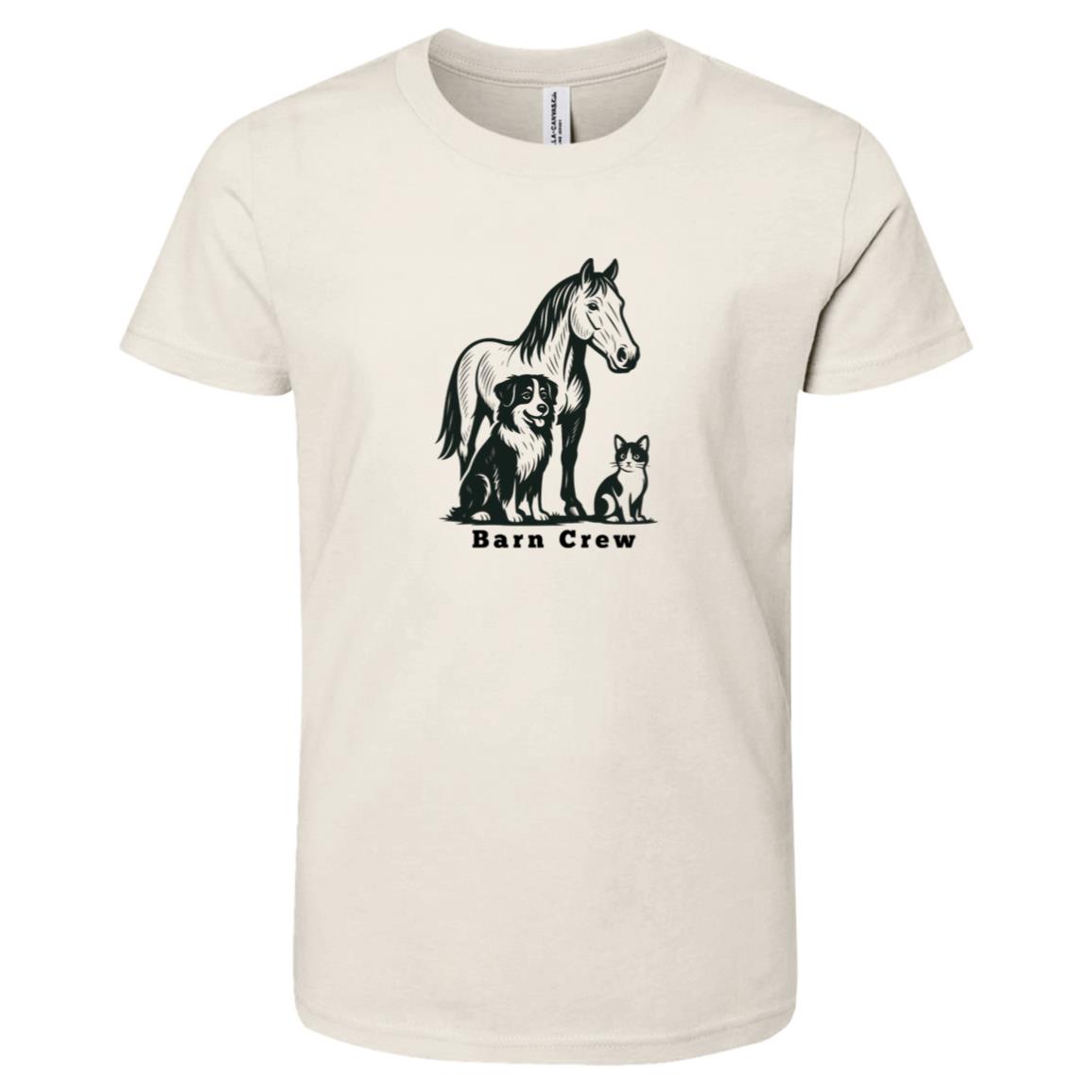 Barn Crew Horse Graphic Black 3001Y Bella + Canvas Kids Short-Sleeve T-Shirt