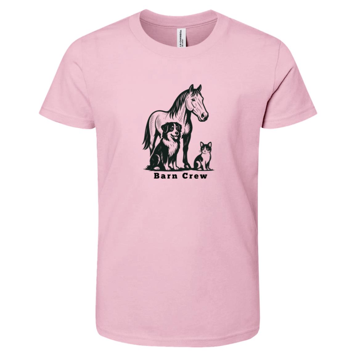 Barn Crew Horse Graphic Black 3001Y Bella + Canvas Kids Short-Sleeve T-Shirt