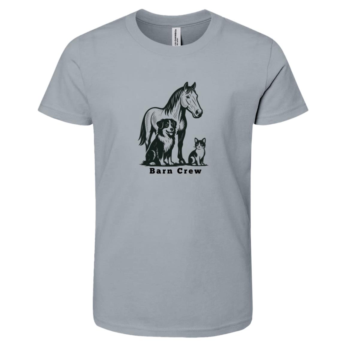Barn Crew Horse Graphic Black 3001Y Bella + Canvas Kids Short-Sleeve T-Shirt