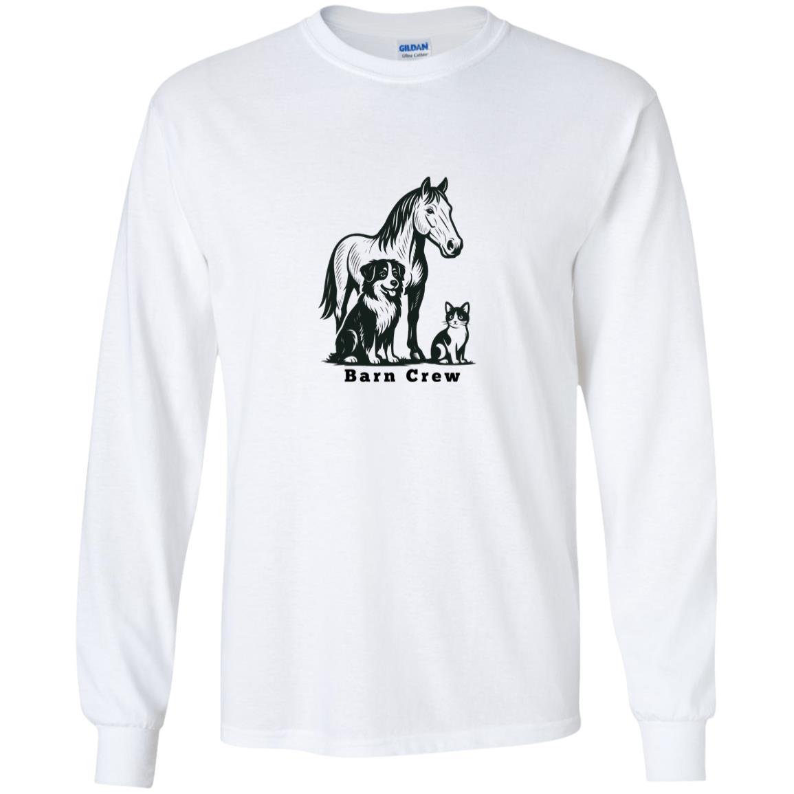 Barn Crew Horse Graphic Black G540B Youth LS T-Shirt