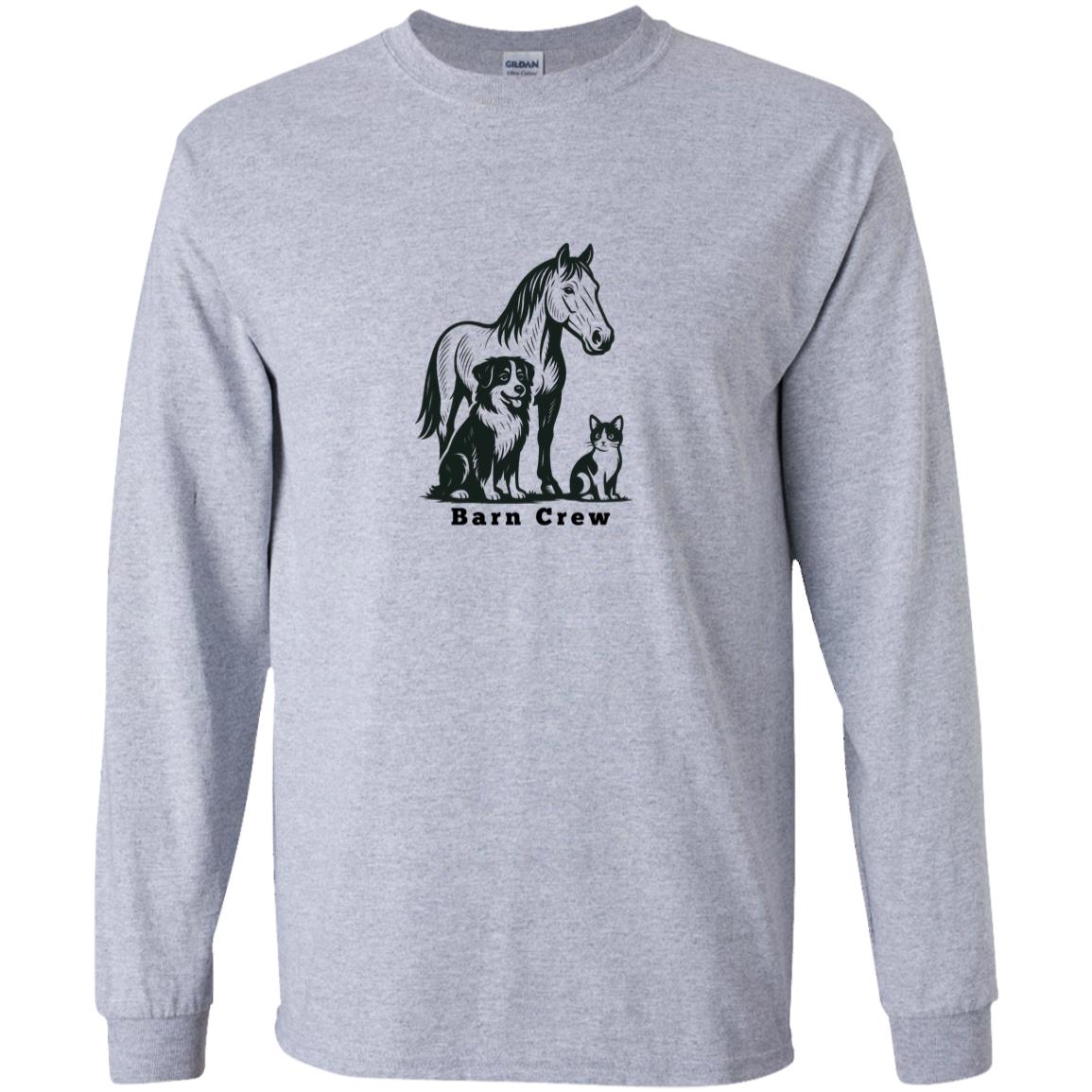 Barn Crew Horse Graphic Black G540B Youth LS T-Shirt
