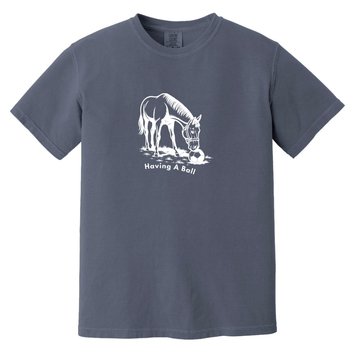Having A Ball Horse Graphic White CC1717 Heavyweight Garment-Dyed T-Shirt